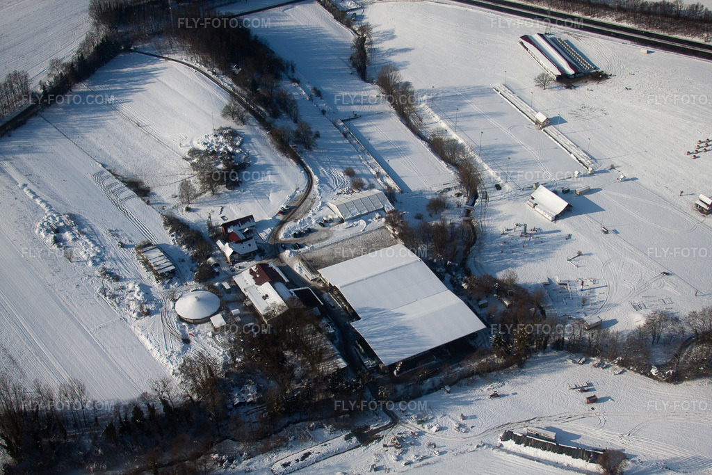 Aerial view: Haras de la Née in Neewiller-près-Lauterbourg in the state Bas-Rhin, France.Photo: IMG_36164.jpg taken on 01/02/2011 by Werner Riehm/FLY-FOTO.comResolution of the original: 4752 x 3168 px