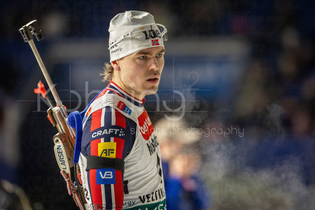 bett1.de WTC Biathlon auf Schalke, 28.12.2025 | Mats Oeverby (Team Norwegen) bei der World Team Challenge (bett1.de WTC Biathlon auf Schalke) am 28.12.2025 in der Veltins-Arena in Gelsenkirchen (Deutschland). 