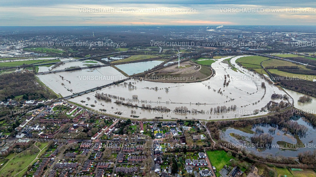 Muelheim231203120Ruhr | Luftbild, Ruhrhochwasser, Weihnachtshochwasser 2023, starke Regenfälle,  Alstaden, Oberhausen, Ruhrgebiet, Nordrhein-Westfalen, Deutschland