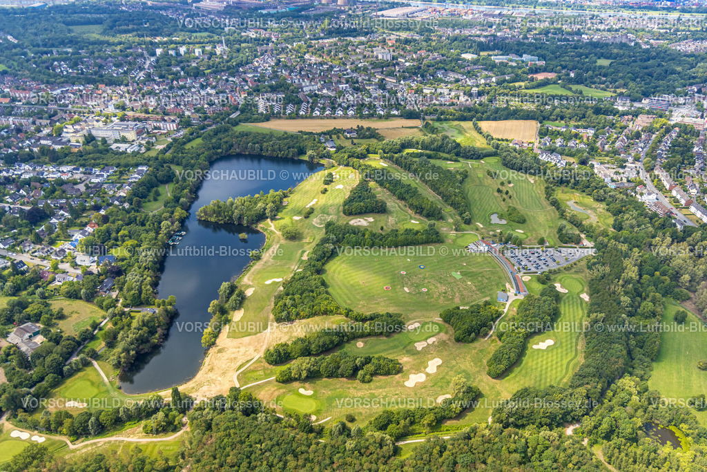 Duisburg250704260Sued | Luftbild, Golfclub und Golfplatz Huckingen Nordplatz, Golfwiese und Bunker, Huckingen, Duisburg, Ruhrgebiet, Nordrhein-Westfalen, Deutschland