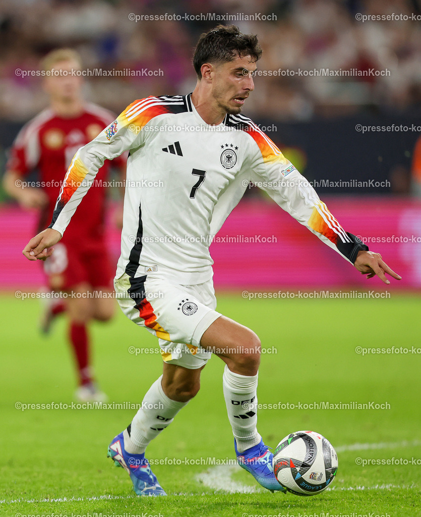 DFB07092402343 | 07.09.2024, Düsseldorf, UEFA Nations League, Deutschland – Ungarn, Merkur Spielarena, Division A, 2024/2025, Gruppe 3: Kai Havertz (GER #7)DFB regulations prohibit any use of photographs as image sequences and or quasi-video.