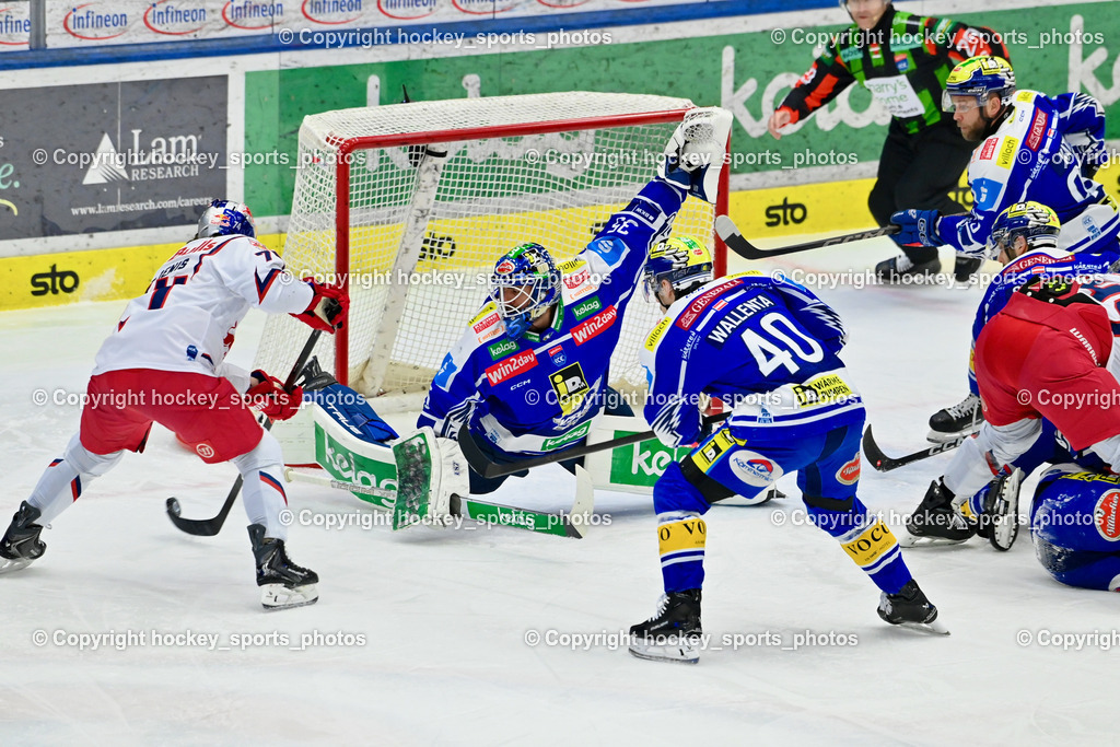 EC IDM Wärmepumpen VSV vs. EC Red Bull VSV | #35 Joe Cannata EC VSV, #40 Elias Wallenta EC VSV, #95 Mark Katic EC VSV, EC IDM Wärmepumpen VSV vs. EC Red Bull VSV, EC IDM Wärmepumpen VSV vs. EC Red Bull Salzburg am 16.01.2026 in Villach (Stadthalle Villach), Austria, (Photo by Bernd Stefan)