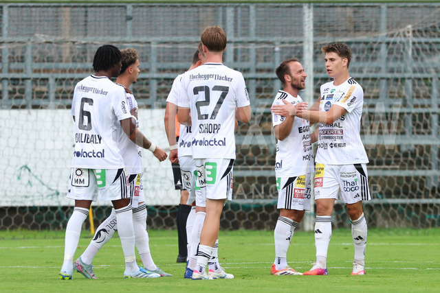 Friendly Match: SC Weiz vs TSV Hartberg in Weiz | Weiz, AUSTRIA, 01.JUL.26 - SOCCER - ADMIRAL Bundesliga, SC Weiz vs TSV Hartberg, test match. The image shows the rejoicing from TSV Hartberg.