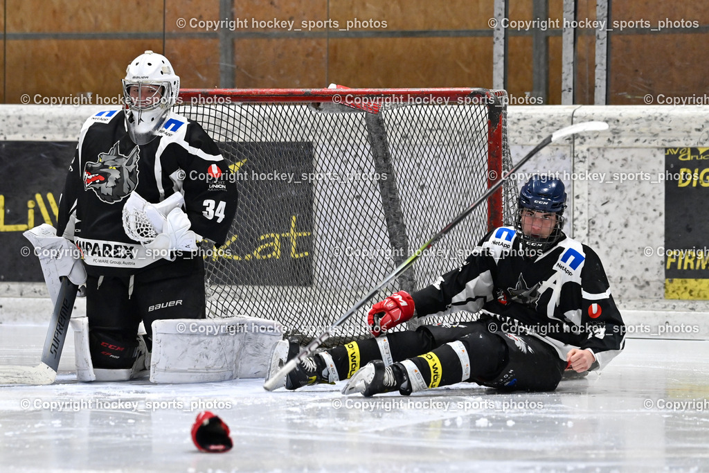 EC Tigers Paternion vs. Tarco Wölfe II | #34 Schleinzer Manuel Tarco Wölfe II, #19 Werner Maximilian Tarco Wölfe II, Fliegender Stock, EC Tigers Paternion vs. Tarco Wölfe II, EC Tigers Paternion vs. Tarco Wölfe II am 19.12.2024 in Spittal an der Drau (Eissportzentrum Spittal), Austria, (Photo by Bernd Stefan)