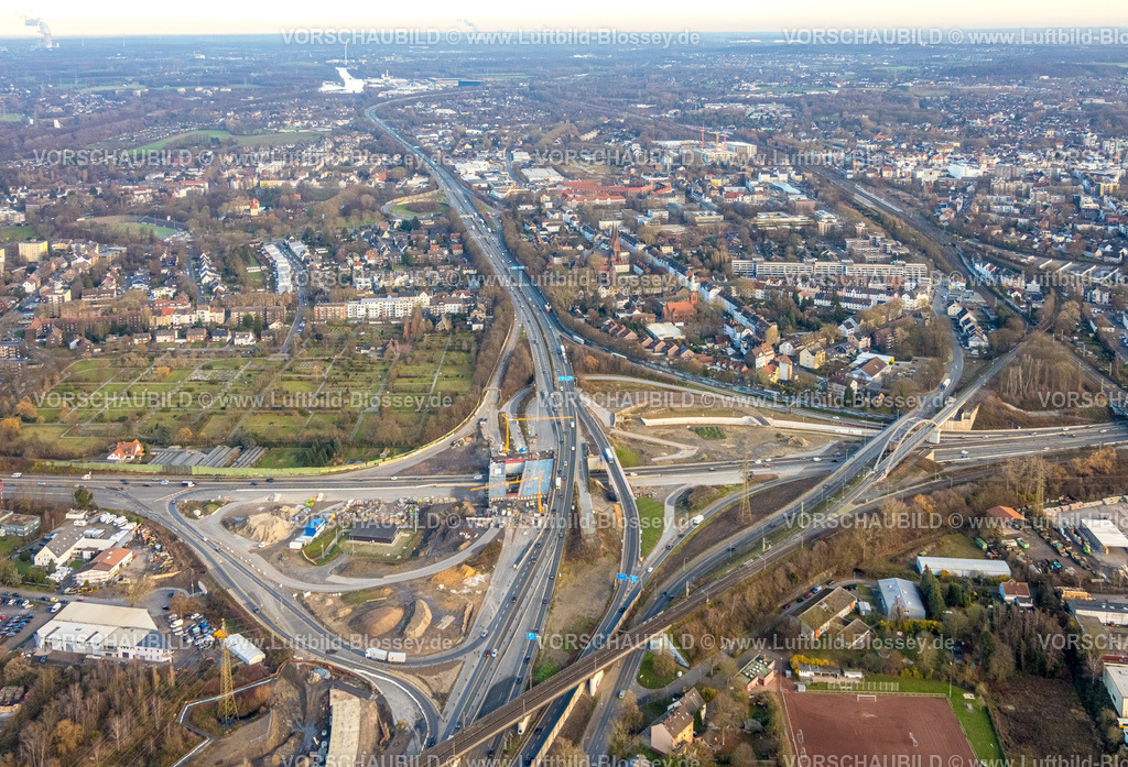 Herne251203642 | Luftbild, Autobahnkreuz Herne Großbaustelle, Autobahn A43 und Autobahn A42, Baukau, Herne, Ruhrgebiet, Nordrhein-Westfalen, Deutschland