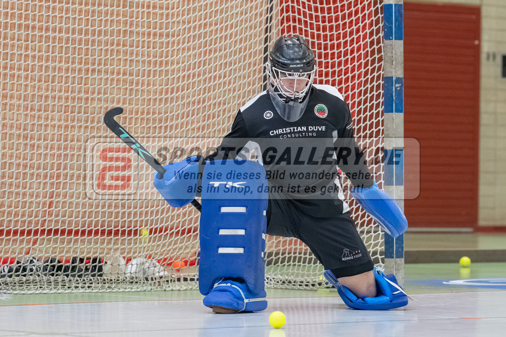HK_20230108_102363 | 1. Bundesliga ( Halle ) Herren Crefelder HTC - Uhlenhorst Mülheim am 8.1.2023 Crefelder HTC  ( CHTC ), Krefeld , Lasse Kille Torwart ( Crefelder HTC #32 )