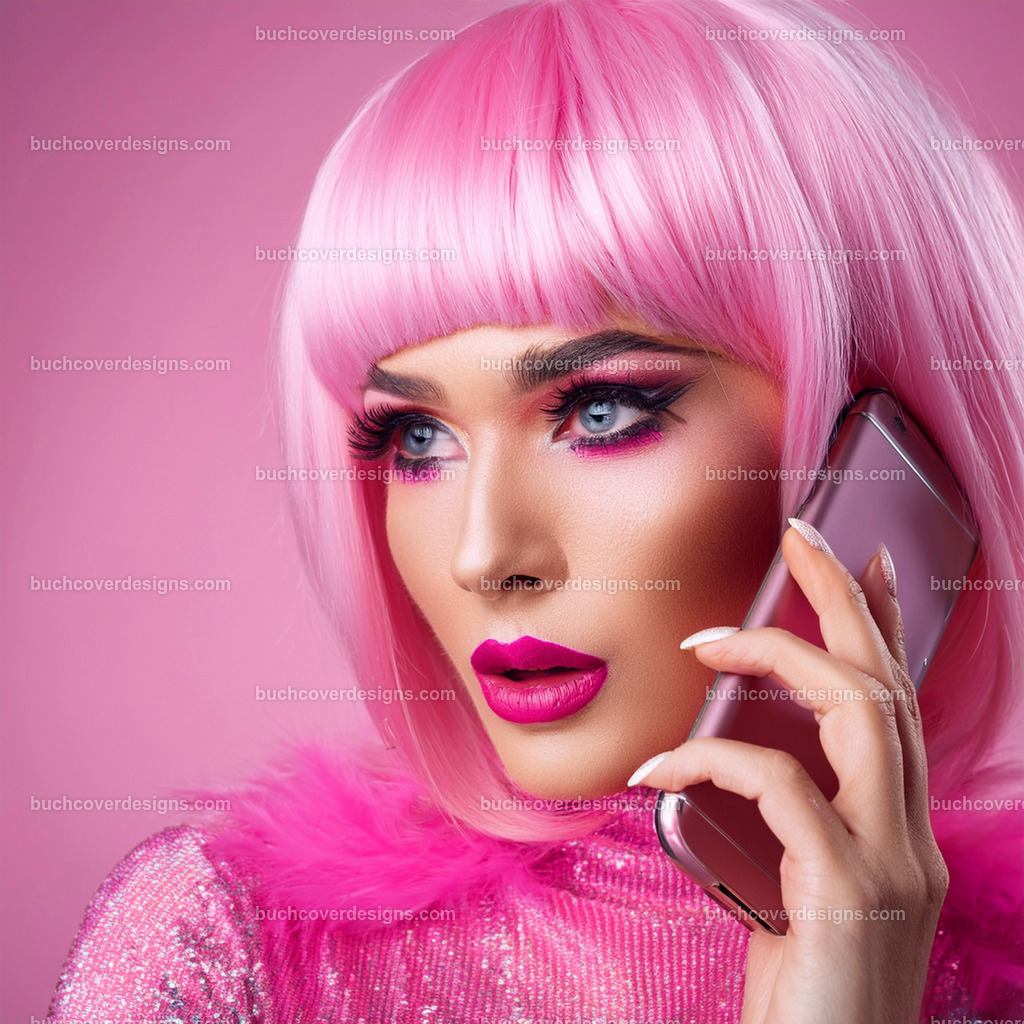 Frau mit Telefon in pink | Entdecken Sie kreative Buch Cover Designs für Self-Publishing-Autoren und Verlage! Unsere maßgeschneiderten Designs ziehen Leser an und bringen Ihre Geschichten visuell zum Leben. Lassen Sie uns Ihr perfektes Cover gestalten!