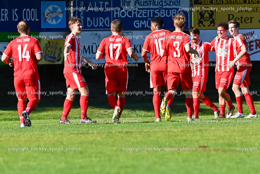 FC Gmünd vs. FC KAC 1909 22.4.2023 | Jubel FC KAC 1909 Mannschaft, #14 Andreas Bernhard Schritliser, #19 Alexander Maximinian Bergmann, #17 Florian Richard Peterl, #10 Sandro lose Da Silva, #3 Patrick Ritzinger, #7 Jakob Orgonyi, #9 Raphael Kassler, #8 Maximilian Hubert Watscher