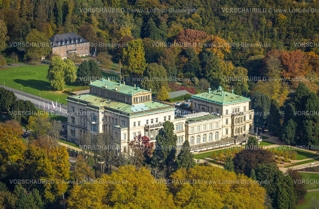 Essen251002946Sued | Luftbild, Villa Hügel und Hügelpark mit herbstlichem Kruppwald, ehemaliges Wohnhaus der Industriellenfamilie Krupp, Werden, Essen, Ruhrgebiet, Nordrhein-Westfalen, Deutschland