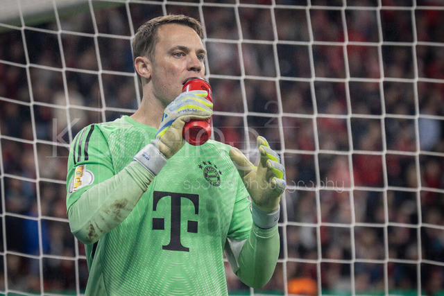 DFB Cup semifinal match Bayer 04 Leverkusen vs. FC Bayern Munich, 22.04.2026 | LEVERKUSEN, GERMANY - APRIL 22, 2026: Keeper Manuel Neuer (FC Bayern Muenchen, 1) during the German DFB Cup semifinal match between Bayer 04 Leverkusen vs. FC Bayern Munich at BayArena on April 22, 2026 in Leverkusen, Germany. DFL REGULATIONS PROHIBIT ANY USE OF PHOTOGRAPHS AS IMAGE SEQUENCES AND/OR QUASI-VIDEO.
