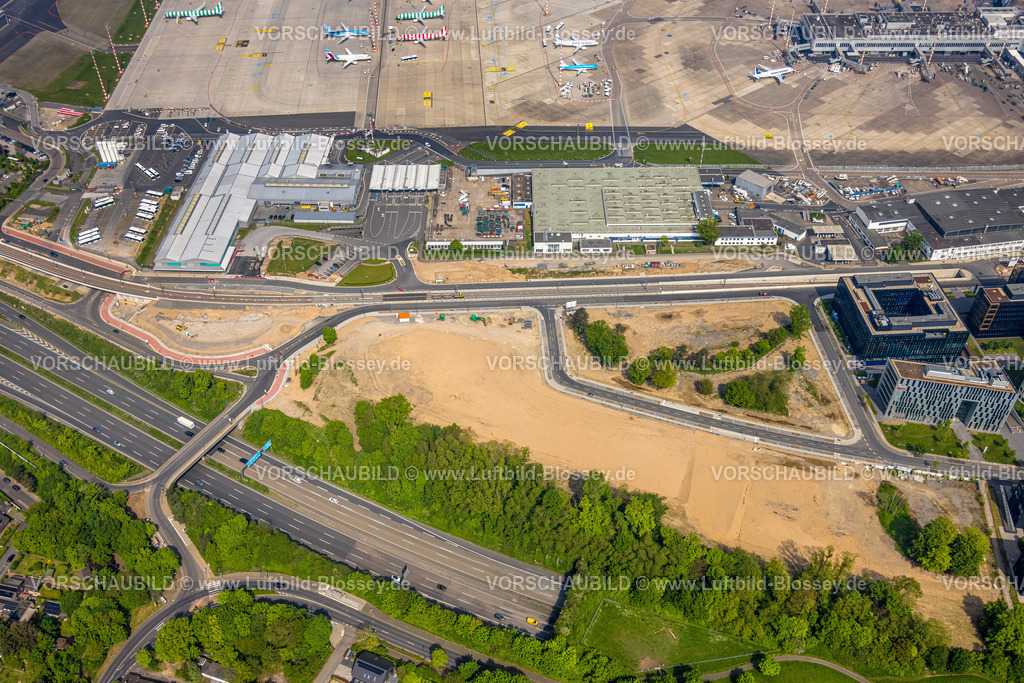 Duesseldorf240500808 | Luftbild, Internationaler Flughafen Düsseldorf, DUS Airport, Neubau der U-Bahnlinie U81, Unterrath, Düsseldorf, Rheinland, Nordrhein-Westfalen, Deutschland