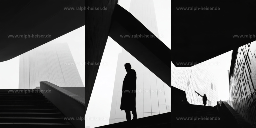KI00460 | Mit moderner KI‑generiertes schwarz-weiß Artwork, sorgfältig manuell für den Druck optimiert.