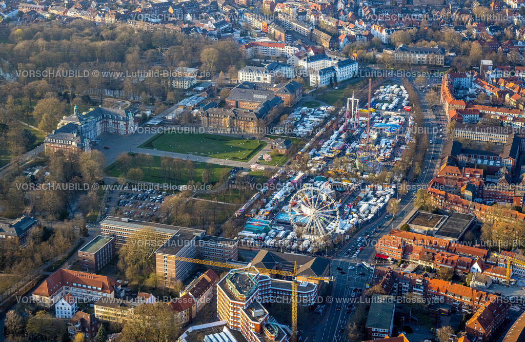 Muenster220304207 | Luftbild, Send - Volksfest, Festplatz auf dem Schlossplatz am Münsteraner Schloss, Münster, Münsterland, Nordrhein-Westfalen, Deutschland