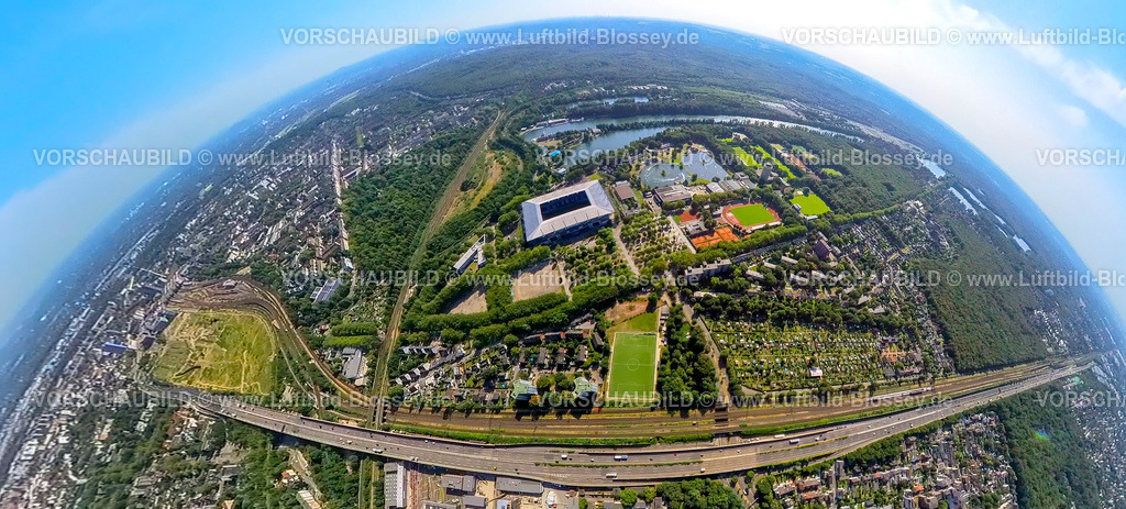 Duisburg230790180_Wedau | Luftbild, Sportpark Wedau MSV-Arena, auch Schauinsland-Reisen-Arena, auch Wedaustadion, Fußballstadion des Fußballverein MSV Duisburg, Margaretensee, Regattabahn, Erdkugel, Fisheye Aufnahme, Fischaugen Aufnahme, 360 Grad Aufnahme, tiny world, Neudorf, Duisburg, Ruhrgebiet, Nordrhein-Westfalen, Deutschland