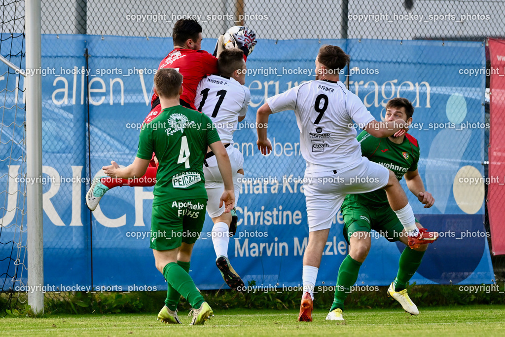 FC ASKÖ Gmünd vs. Union Matrei  | #4 Daniel Pichorner FC Gmünd, #21 Alexander Stranner FC Gmünd, #11 Philipp Wibmer Matrei, #9 Oliver Josef Steiner Matrei, FC ASKÖ Gmünd vs. Union Matrei , FC ASKÖ Gmünd vs. Union Matrei  am 21.09.2024 in Gmünd (Sportplatz Gmünd), Austria, (Photo by Bernd Stefan)