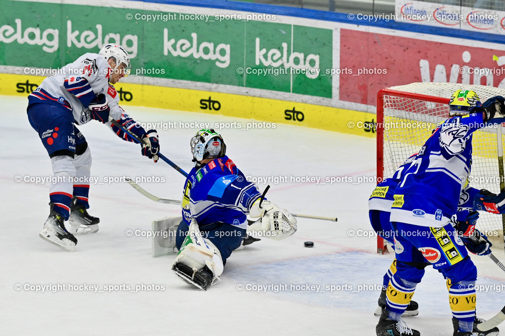 EC IDM WÄRMEPUMPEN VSV vs. HYDRO FEHERVAR AV 19 | #14 Sebok Balazs HYDRO FEHERVAR, #1 LAMOUREUX JEAN PHILIPPE EC VSV, Tor Hydro Fehervar, EC IDM WÄRMEPUMPEN VSV vs. HYDRO FEHERVAR AV 19, EC IDM WÄRMEPUMPEN VSV vs. HYDRO FEHERVAR AV 19 am 20.11.2024 in Villach (Stadthalle Villach), Austria, (Photo by Bernd Stefan)