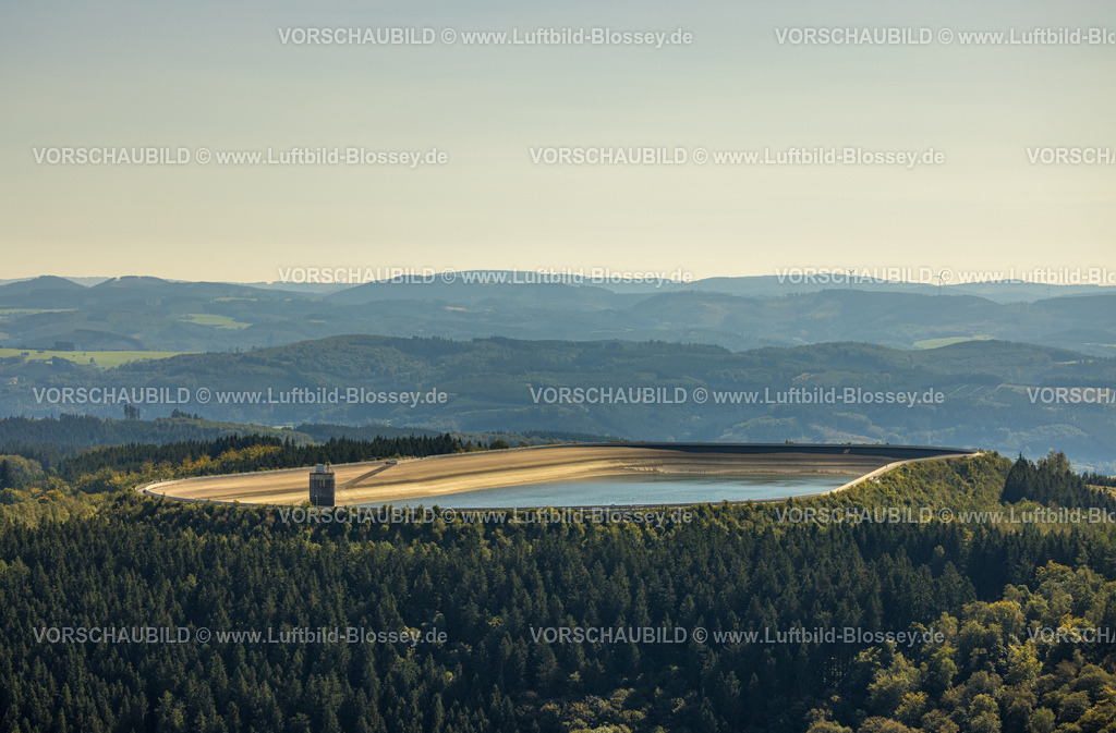 Finnentrop230908423Roenkhausen | Luftbild, Pumpspeicherwerk Oberbecken, Fernsicht, Schönholthausen, Finnentrop, Sauerland, Nordrhein-Westfalen, Deutschland