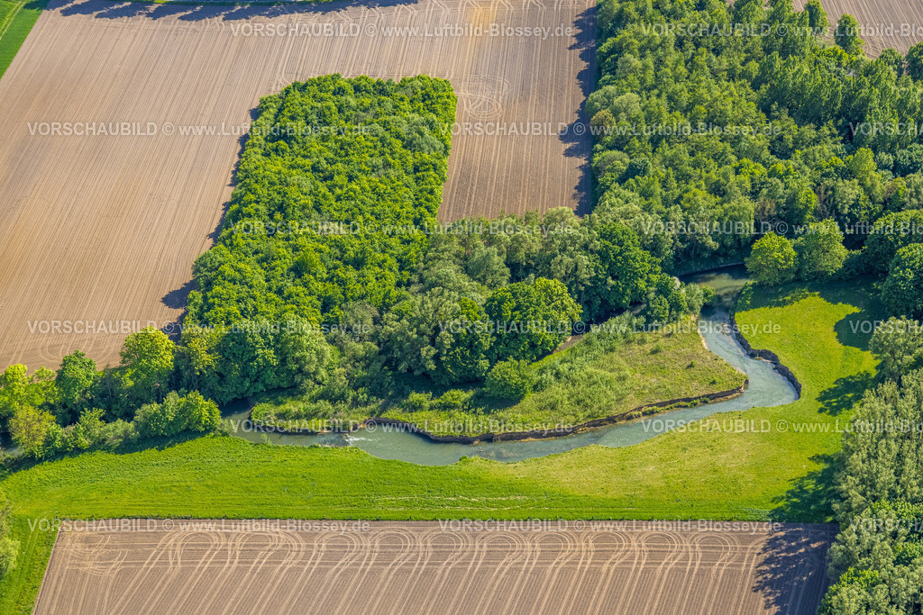 Hamm250500578 | Luftbild, Gravenkamp Gebiet mit Wiesen und Feldern, Fluss Ahse, Uentrop, Hamm, Ruhrgebiet, Nordrhein-Westfalen, Deutschland
