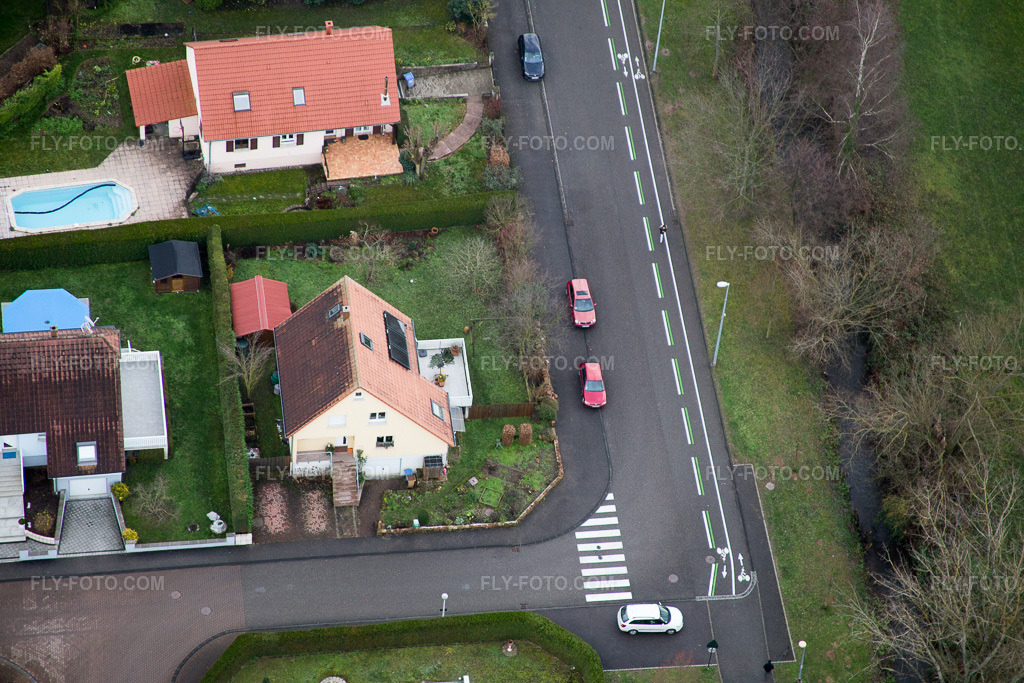 Aerial view: View of the town in the district Altenstadt in Wissembourg in the state Bas-Rhin, France.Photo: IMG_085839.jpg taken on 01/08/2016 by Werner Riehm/FLY-FOTO.comResolution of the original: 5472 x 3648 px