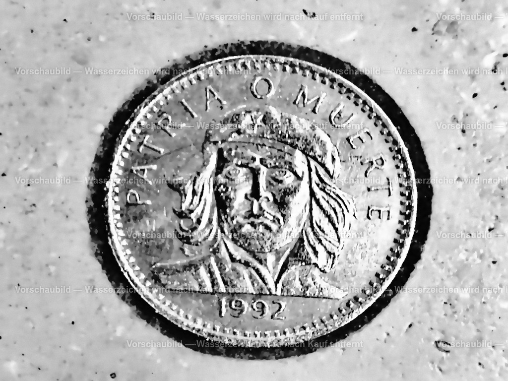 Münze | eine der zahllosen Münzen die im Berliner Flughafen BER im Fußboden eingelassen sind - Realisiert mit Pictrs.com