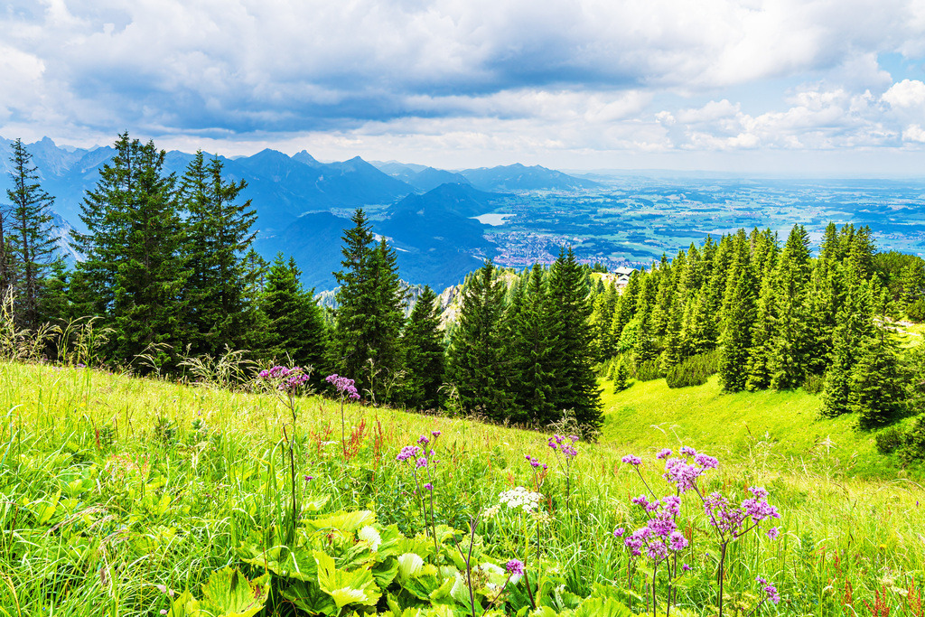 Blick vom Tegelberg bei Schwangau auf die Alpen | Blick vom Tegelberg bei Schwangau auf die Alpen.
