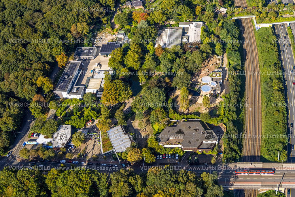 Duisburg241004643 | Luftbild, Zoo Duisburg im Waldgebiet Kaiserberg, Fußgängerbrücke und Grünbrücke über die Autobahn A3, Duissern, Duisburg, Ruhrgebiet, Nordrhein-Westfalen, Deutschland