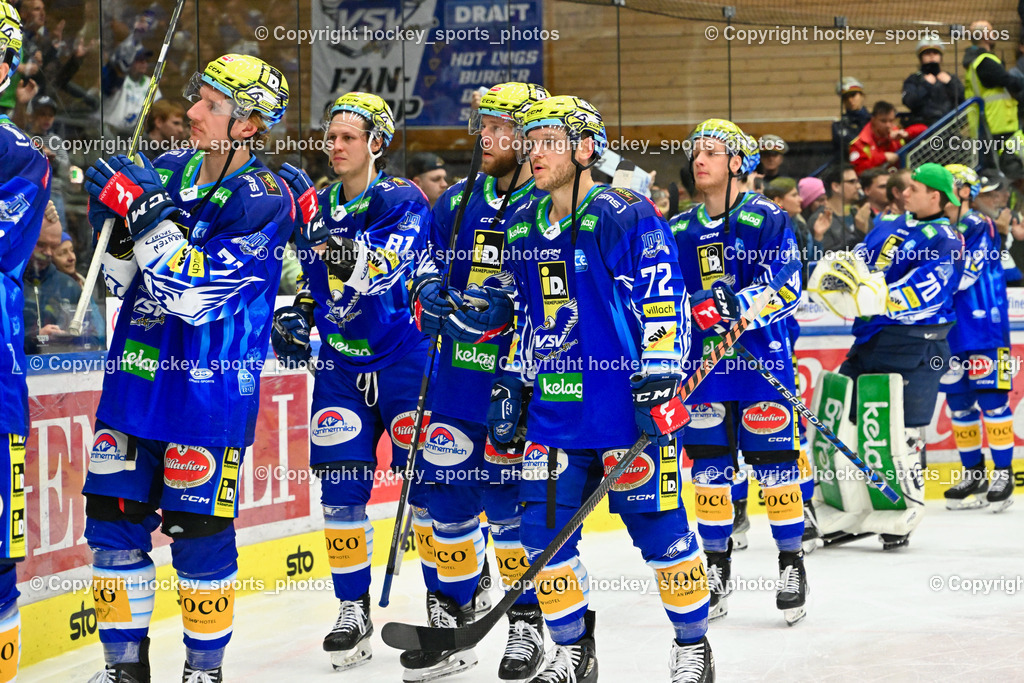 EC IDM Wärmepumpen VSV vs. EC KAC 17.3.2023 | EC VSV Mannschaft nach Niederlage Spiel 5 gegen KAC, #77 Lindner Philipp, #72 Hughes John, #81 Richter Marco