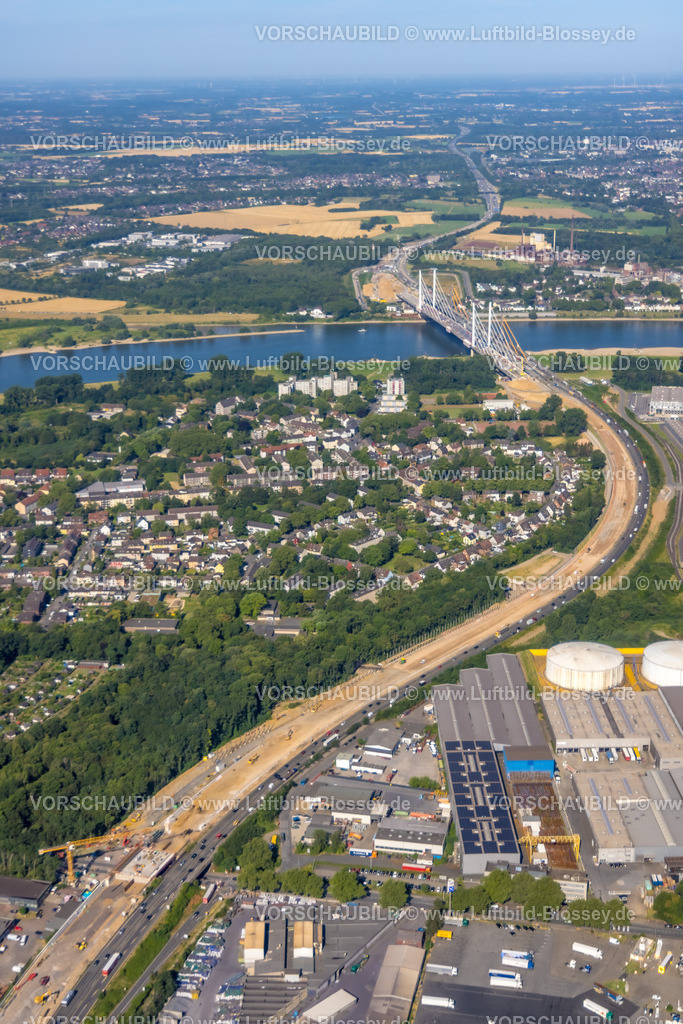 Duisburg230706186 | Luftbild, Rheinbrücke Neuenkamp Baustelle,  Autobahn A40, Kaßlerfeld, Duisburg, Ruhrgebiet, Nordrhein-Westfalen, Deutschland