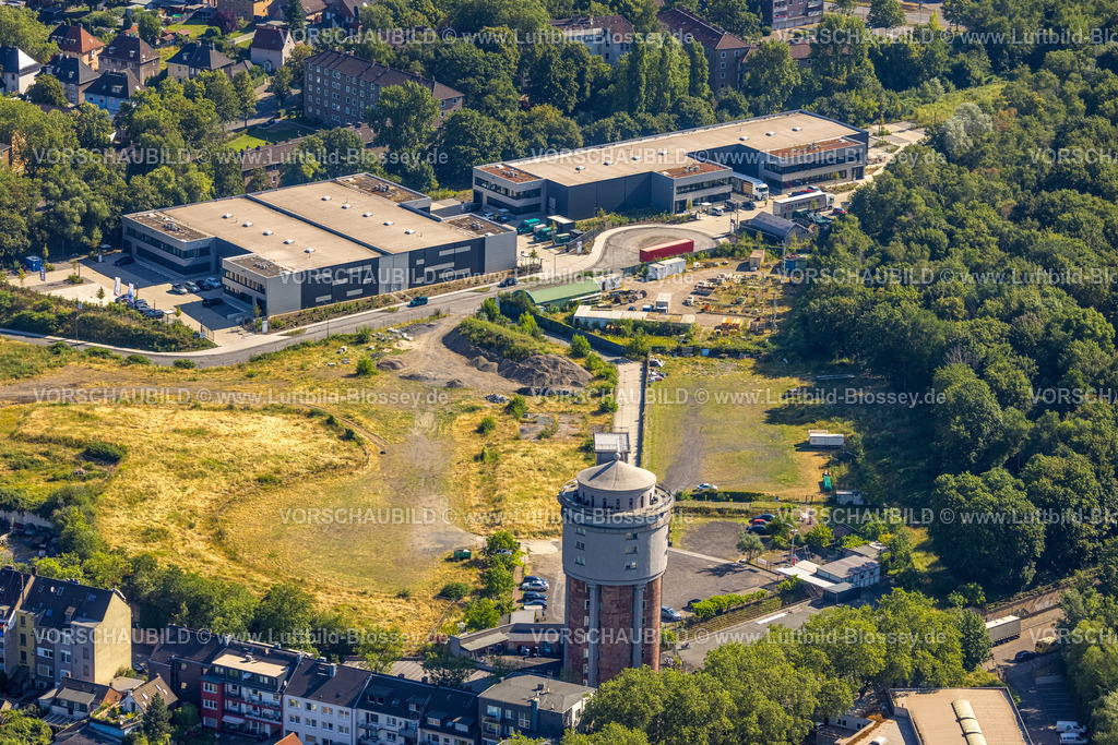 Duisburg230706275 | Luftbild, Akkurt Baunternehmen, Akkurt Saal, Akkurt Wasserturm, Hochfeld, Duisburg, Ruhrgebiet, Nordrhein-Westfalen, Deutschland