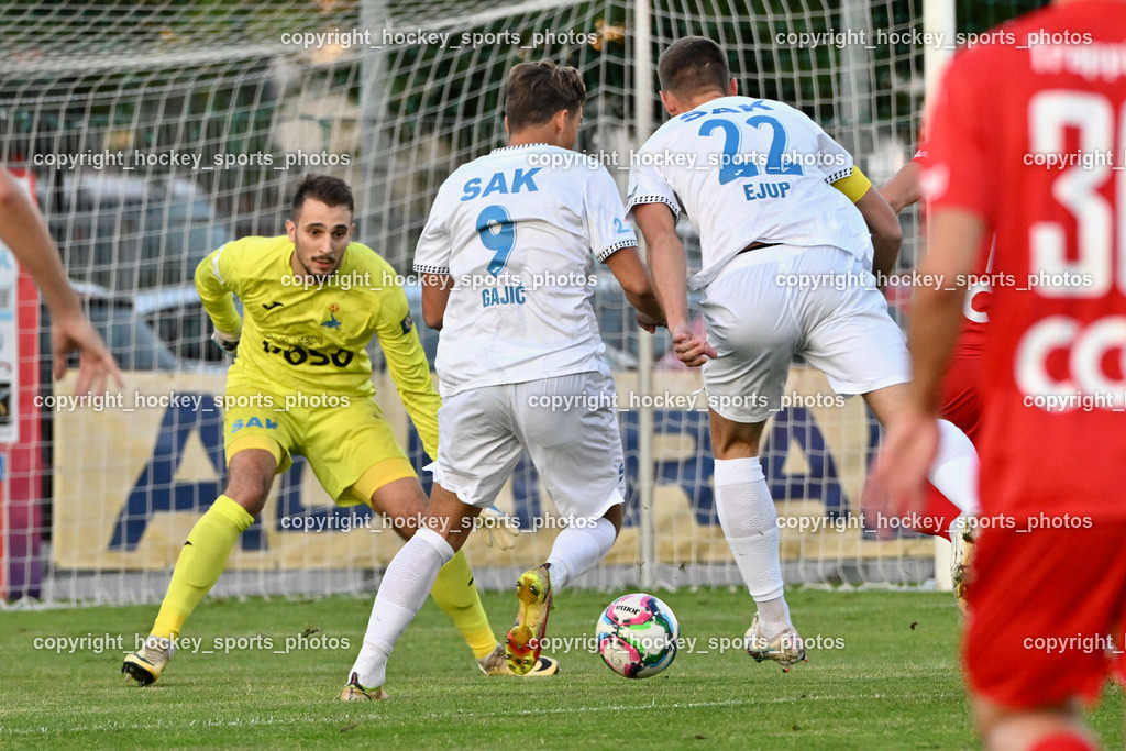 SAK vs. SC St. Veit | #1 Kristijan Kondic SAK, #9 Luka Gajic SAK, #22 Leo Ejup SAK, SAK vs. SC St. Veit, SAK vs. SC St. Veit am 19.09.2025 in Klagenfurt (Sportpark Welzenegg), Austria, (Photo by Bernd Stefan)