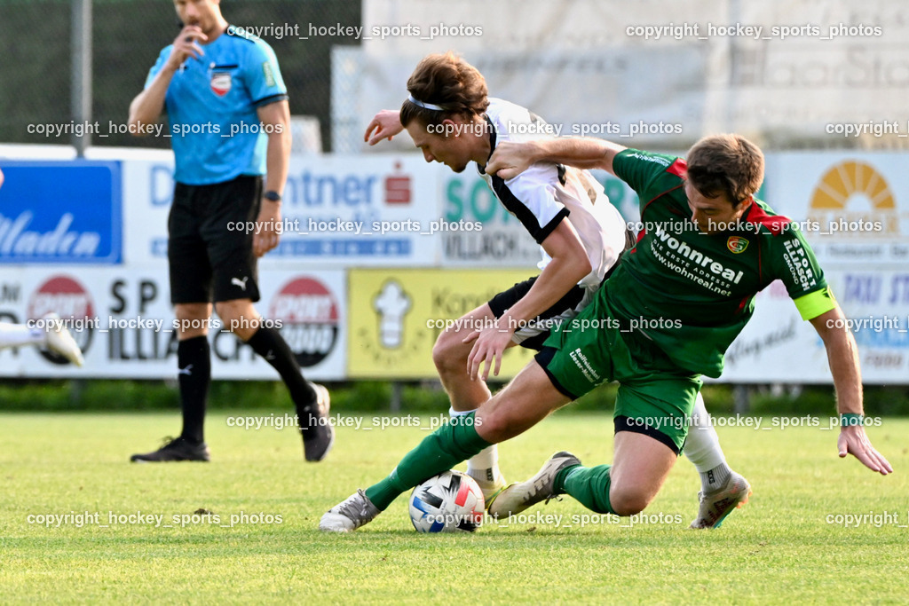 FC Gmünd vs. SV Spittal 1921 | #18 Kristijan Jelic SV Spittal, #5 Christian Preiml FC Gmünd, FC Gmünd vs. SV Spittal 1921, FC Gmünd vs. SV Spittal 1921 am 27.08.2024 in Gmünd (Sportplatz Karnerau), Austria, (Photo by Bernd Stefan)