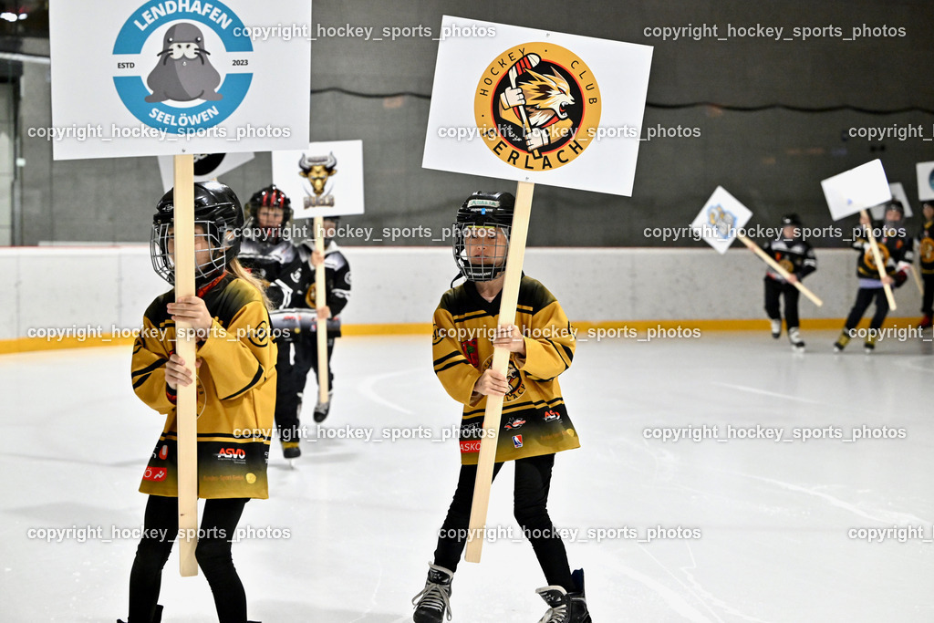 Kuss & Kuss Kings vs. Golden Bulls | Eröffnung Sunshine hockey League, Tafel Kinder, Kuss &amp; Kuss Kings vs. Golden Bulls, Kuss &amp; Kuss Kings vs. Golden Bulls am 30.05.2025 in Ferlach (HTC Eishalle Ferlach), Austria, (Photo by Bernd Stefan)