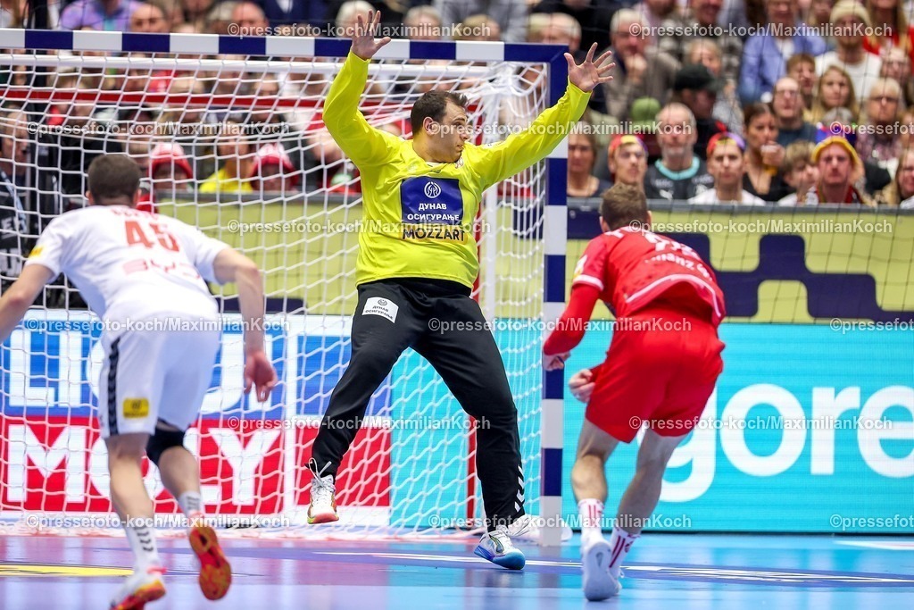 EHF19012601071 | 19.01.2026, Handball, Men's EHF EURO 2026, Österreich - Serbien, Jyske Bank Boxen in Herning, Dänemark, Preliminary Round:  Dejan Milosavljev (Serbien #96) 