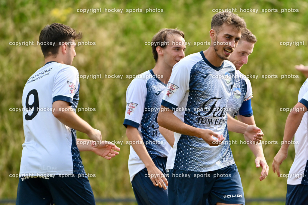 SC Magdalen vs. DSG Ledenitzen | Jubel DSG Ledenitzen Mannschaft, #9 Florian Wassertheurer DSG Ledenitzen, #13 David Erich Enzi DSG Ledenitzen, #14 Tim Kovacic DSG Ledenitzen, SC Magdalen vs. DSG Ledenitzen, SC Magdalen vs. DSG Ledenitzen am 19.07.2024 in Villach (Sportplatz Madalen), Austria, (Photo by Bernd Stefan)