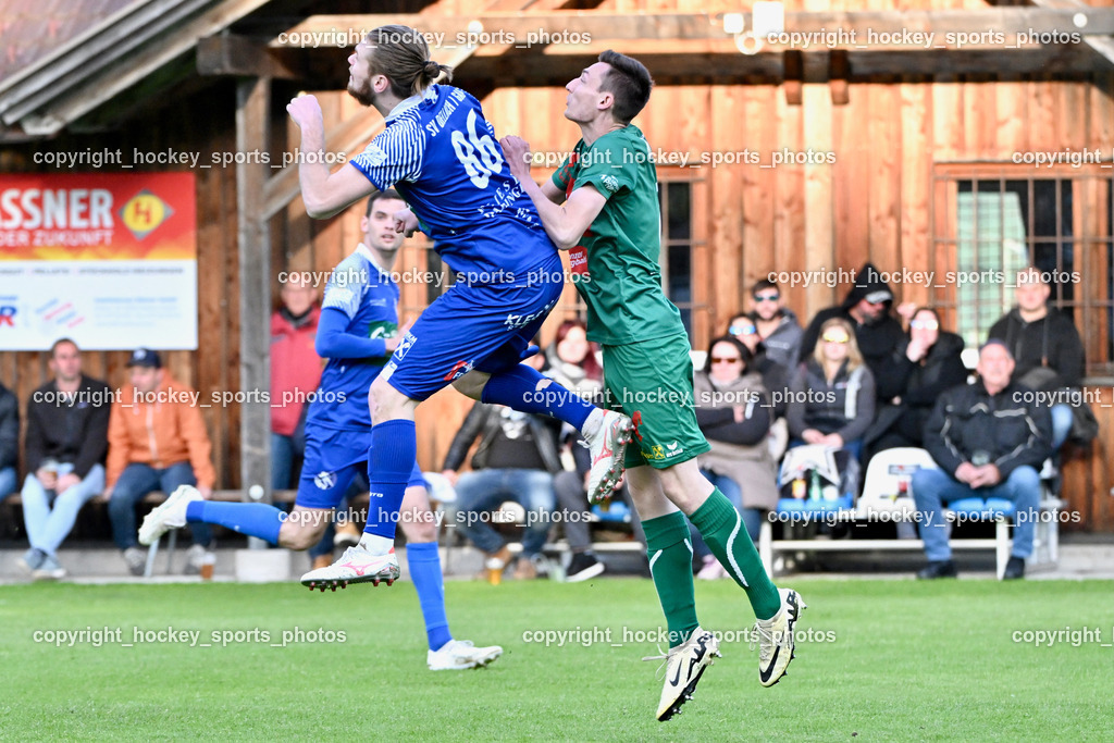 Dellach Gail vs. Rapid Lienz | #86 Lukas Fabian Santner Dellach Gail, #8 Lukas Schrott Rapid Lienz, Dellach Gail vs. Rapid Lienz, Dellach Gail vs. Rapid Lienz am 26.04.2024 in Dellach (Sportplatz Dellach Gail), Austria, (Photo by Bernd Stefan)