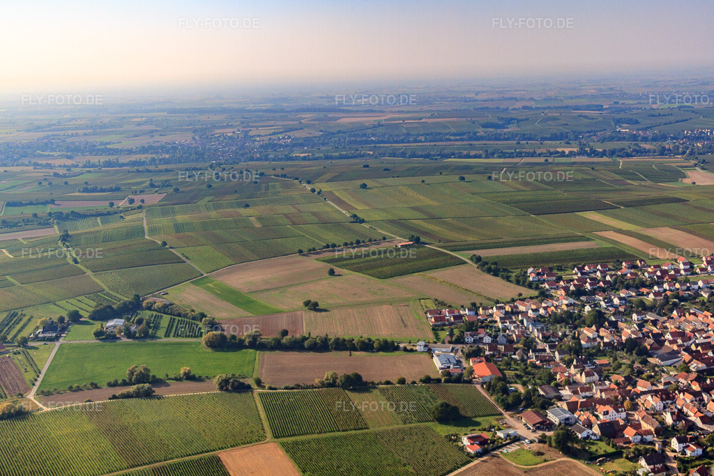 Luftbild: Dorfansicht von Norden im Ortsteil Mörzheim in Landau im Bundesland Rheinland-Pfalz in Deutschland. Foto: IMG_45460.jpg vom 24.09.2011 durch Werner Riehm/FLY-FOTO.de