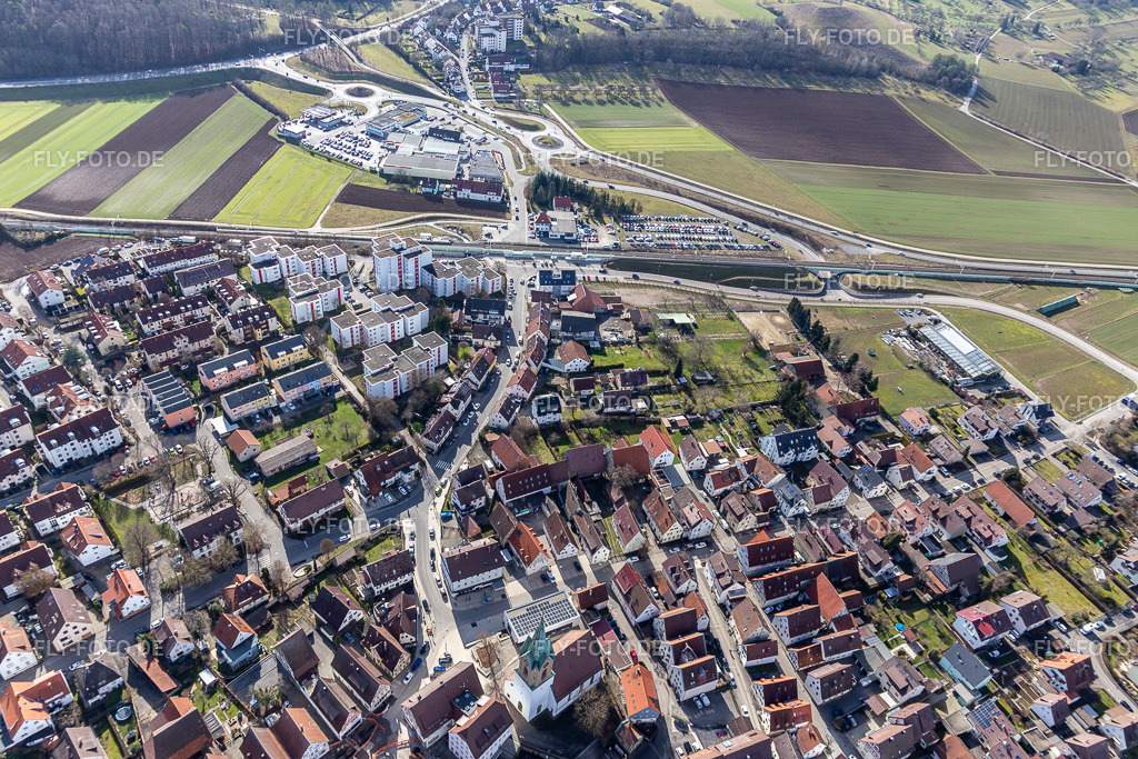 Weil der Städter Straße aus Nordosten | Luftbild: Weil der Städter Straße aus Nordosten in Renningen im Bundesland Baden-Württemberg in Deutschland. Foto: IMG_125093.jpg vom 20.02.2021 durch ©2025 Werner Riehm fly-foto.de/copyright - Realisiert mit Pictrs.com