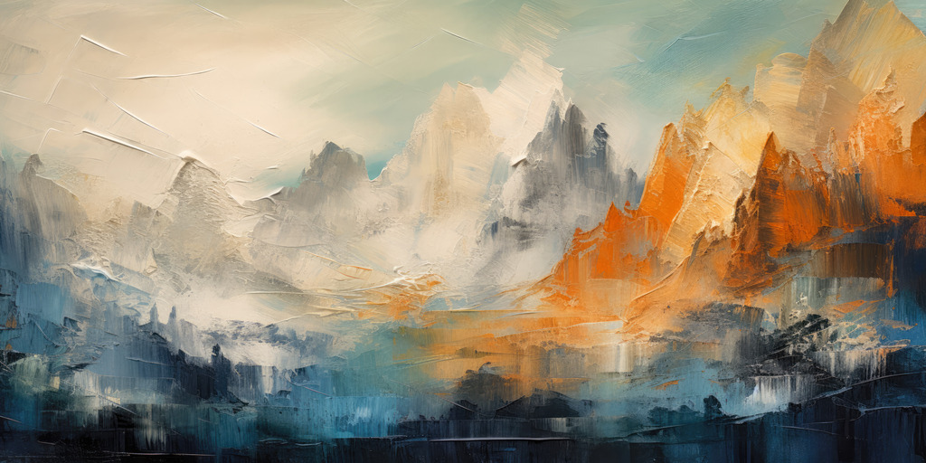 10260808 - Dolomiten | Alpines Bergpanorama im Stil eines modernen Gemäldes. Erhältlich als hochwertiges Wandbild auf Leinwand, Acrylglas, Alu-Dibond oder als Poster, einfach über "Bestellen" konfigurieren.