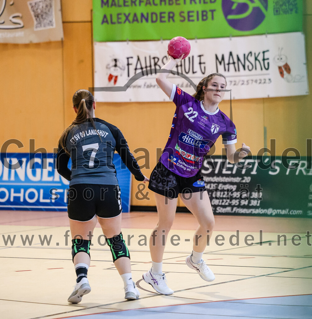 2024-03-23_013_SpVgg_Altenerding_II_gegen_ETSV_09_Landshut | Erding, Deutschland, 23.03.2024:
Handball, Bezirksliga Frauen Altbayern 2023 / 2024, 19. Spieltag, SpVgg Altenerding II gegen ETSV 09 Landshut, Endergebnis: 22:18

Nathalie Isaak (ETSV 09 Landshut, #7), Jessica Scherb (SpVgg Altenerding, #22)

Foto: Christian Riedel / fotografie-riedel.net