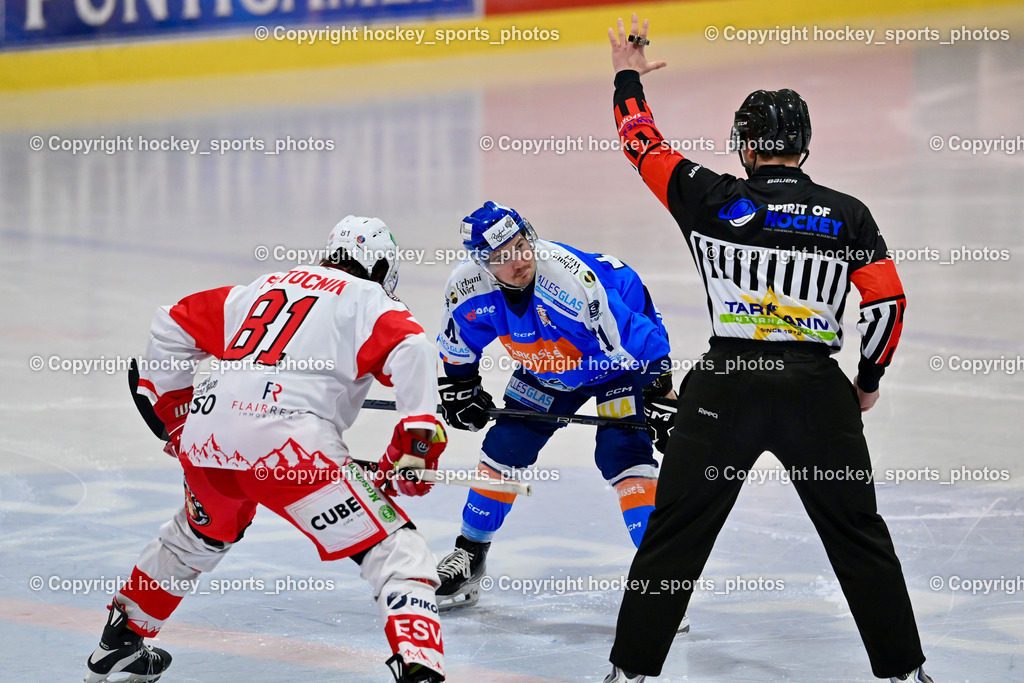 ESC Steindorf vs. ESV Ferlach  | UNTERWEGER Dominik Referee, #81 Potocnik Kristof ESV Ferlach, #11 Kalan Luka ESC Steindorf, ESC Steindorf vs. ESV Ferlach , ESC Steindorf vs. ESV Ferlach  am 15.02.2026 in Steindorf (Ossiachersee Halle), Austria, (Photo by Bernd Stefan)