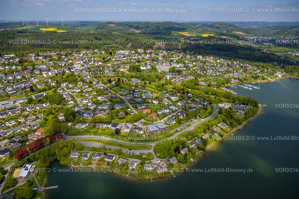 Sundern230504591Langscheid | Luftbild, Ortsansicht Langscheid am Sorpesee, Langscheid, Sundern, Sauerland, Nordrhein-Westfalen, Deutschland