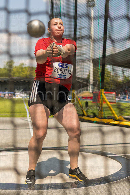 Deutsche Leichtathletik-Meisterschaften; Bochum-Wattenscheid, 25.07.2026 | Samantha Borutta (Eintracht Frankfurt e.V.), Hammerwurf; Deutsche Leichtathletik-Meisterschaften am 25.07.2026 im Lorheide-Stadion, Bochum-Wattenscheid (Nordrhein-Westfalen).