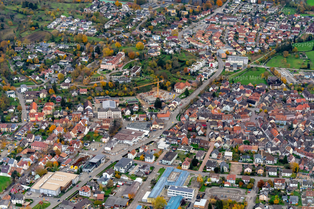 Stadtansicht Nord Ettenheim Rheinstrasse  | Bilder Fotos Luftbilder Luftaufnahmen Deutschland Süden Westen Schwarzwald Baden Württemberg  