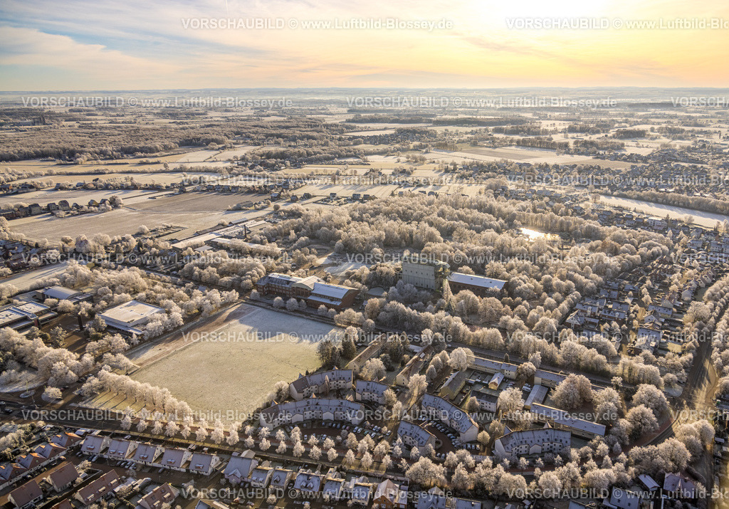Hamm221202607 | Luftbild, Winterlicher Maximilianpark Freizeitpark mit Glaselefant und Haupteingang, Uentrop, Hamm, Ruhrgebiet, Nordrhein-Westfalen, Deutschland