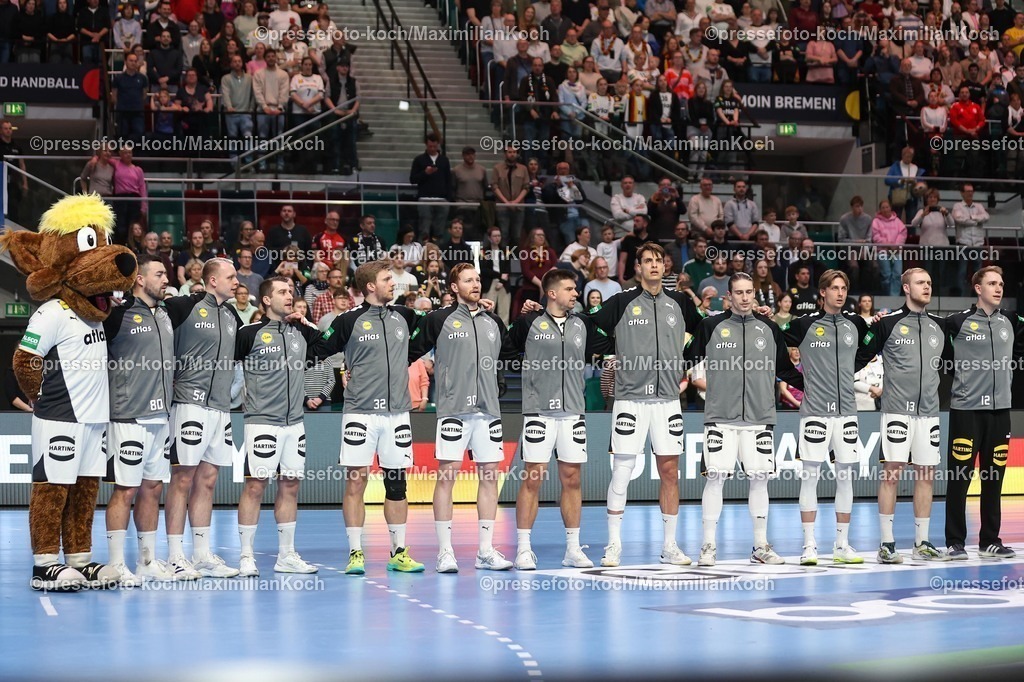 xKWIx22032601013 | 22.03.2026, Handball, Länderspiel Herren, Deutschland - Ägypten, ÖVB-Arena Bremen: DHB Team vor dem Spiel xKamilxWilkowskixPressefotoKochx