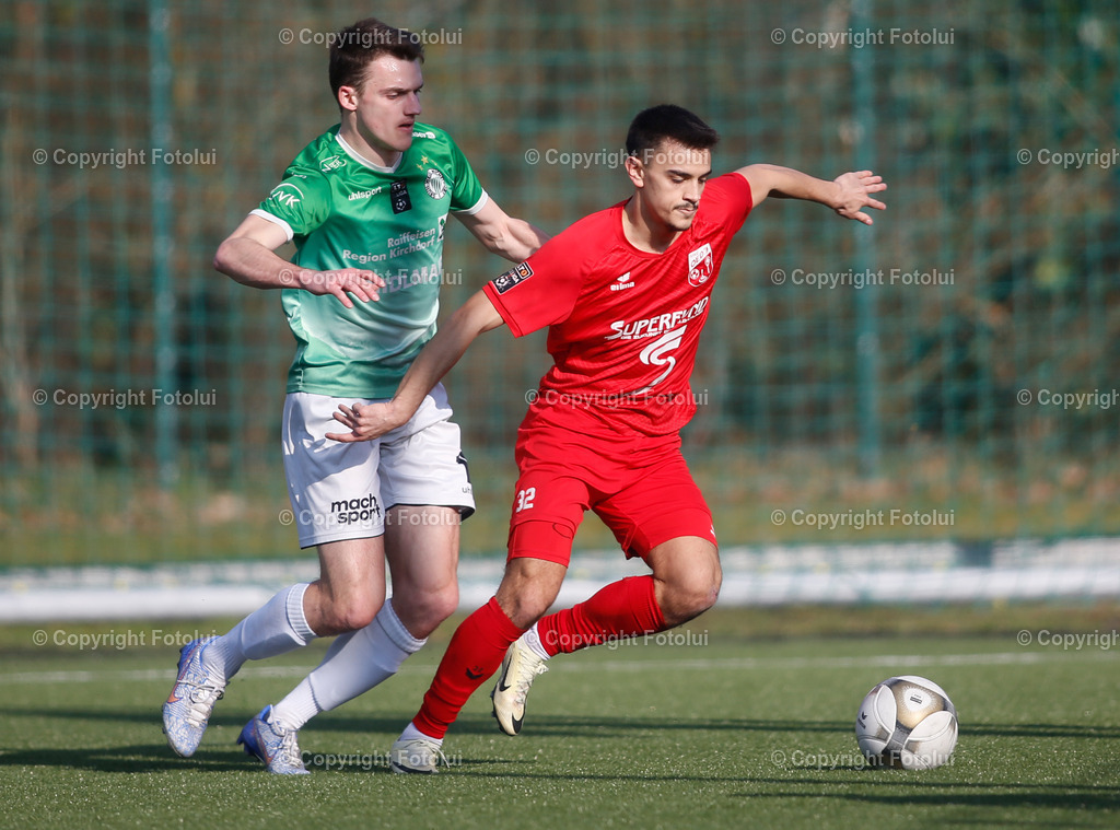 A_LUI_02032024_10 | SPORT,FUSSBALL LT1 OOE LIGA ASKOE OEDT-SV HAIDLMAIR GRUEN WEISS MICHELDORF 02.03.2024 IM BILD: FILIP BRESKIC (OEDT) UND ANDREAS HELMBERGER (MICHELDORF) FOTO:FOTOLUI