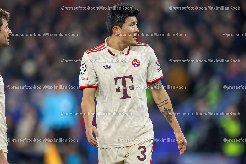 UCL10122402219 | 10.12.2024, Fußball, UEFA Champions League, Schachtar Donezk - FC Bayern München, Arena AufSchalke Gelsenkirchen, 8. Spieltag Saison 2024 2025: Min-jae Kim (Bayern #3)DFB regulations prohibit any use of photographs as image sequences and or quasi-video.