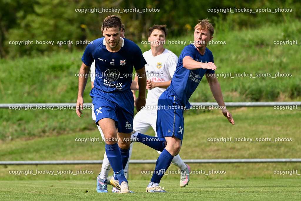 ASKÖ Köttmannsdorf vs. Union Matrei | #8 Benjamin Cosic UNION Matrei, #33 Alexander Wibmer UNION Matrei, #12 Marcel Daniel Arrich ASKÖ Köttmannsdorf, ASKÖ Köttmannsdorf vs. Union Matrei, ASKÖ Köttmannsdorf vs. Union Matrei am 13.09.2025 in Köttmannsdorf (Sportplatz Köttmannsdorf), Austria, (Photo by Bernd Stefan)
