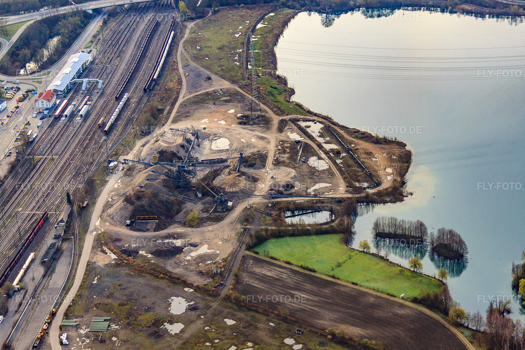 Luftbild: Kiesbager am Schauffele-See in Wörth am Rhein im Bundesland Rheinland-Pfalz in Deutschland. Foto: IMG_25439.jpg vom 02.04.2010 durch Werner Riehm/FLY-FOTO.de