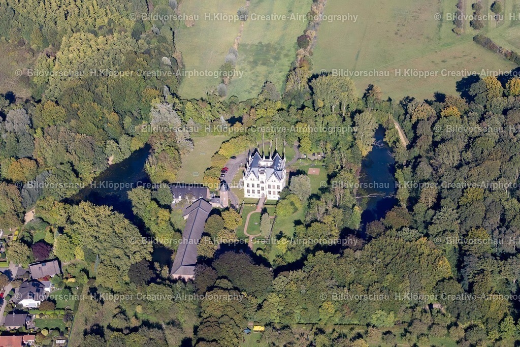 Lufbilder Mönchengladbach-4 | Gebäude und Schloßpark- Anlagen des Wasserschloß "Haus Horst"Haus Horst"an der Straße Palandweg in Mönchengladbach - Realisiert mit Pictrs.com